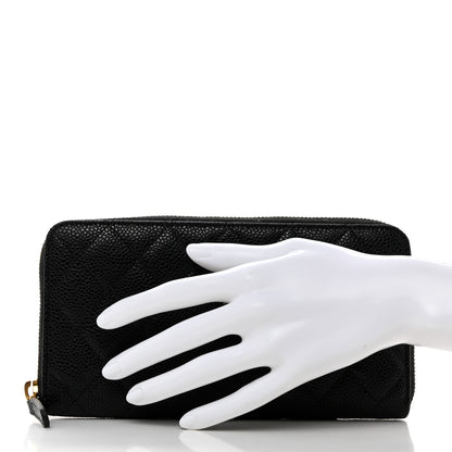 Chanel Caviar Quilted Large Gusset Zip Around Wallet Black 2 of 9