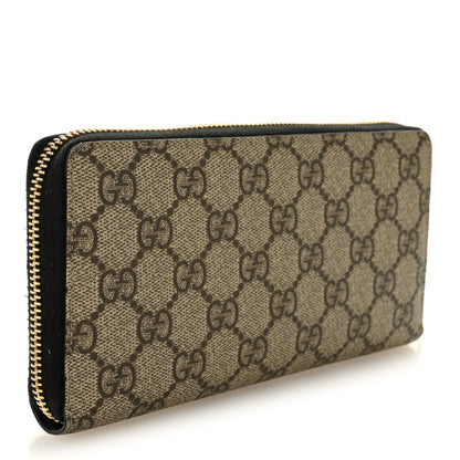Gucci Dollar Calfskin GG Supreme Monogram GG Marmont Zip Around Wallet Black Beige Ebony 3 of 7