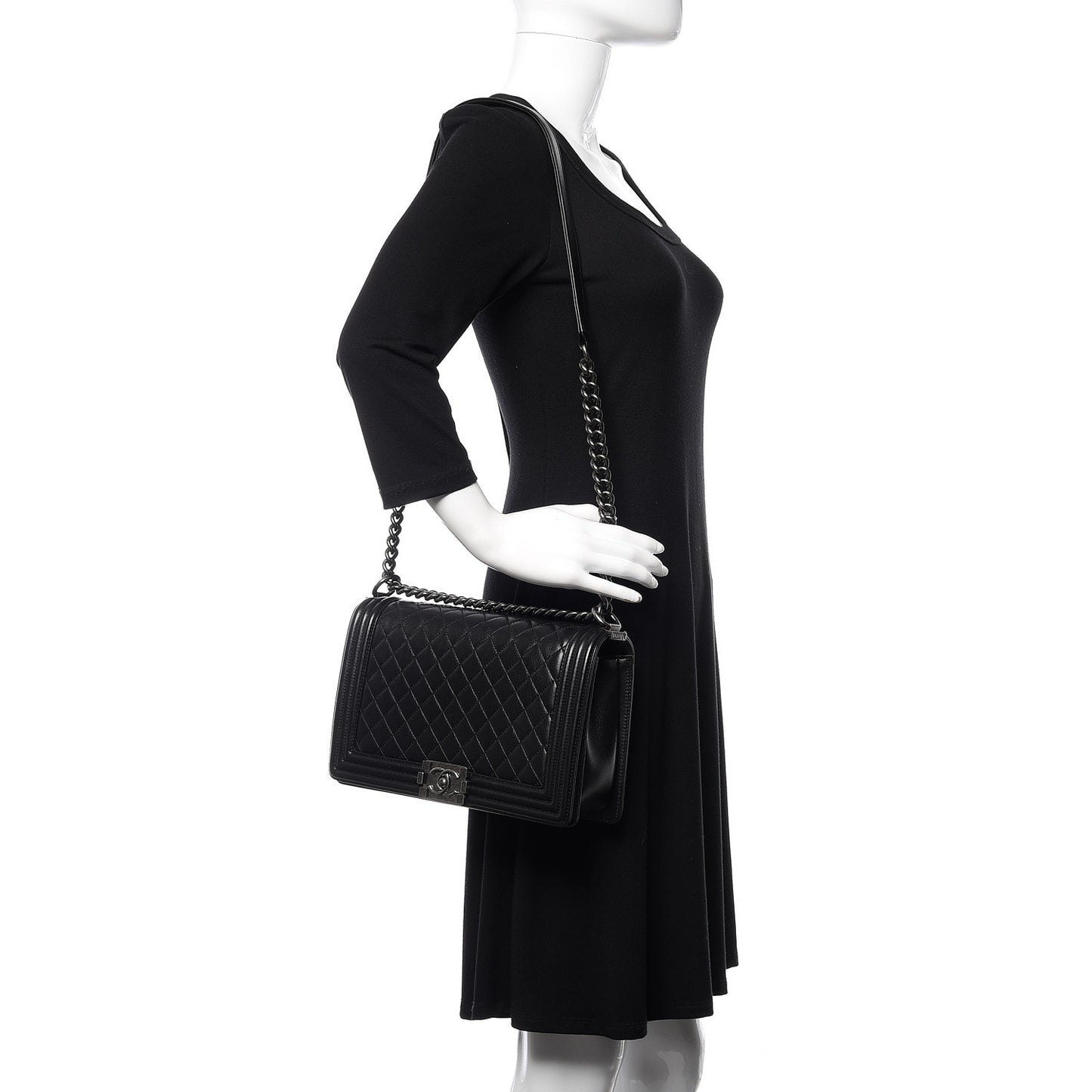 Lambskin Quilted New Medium Boy Flap Black
