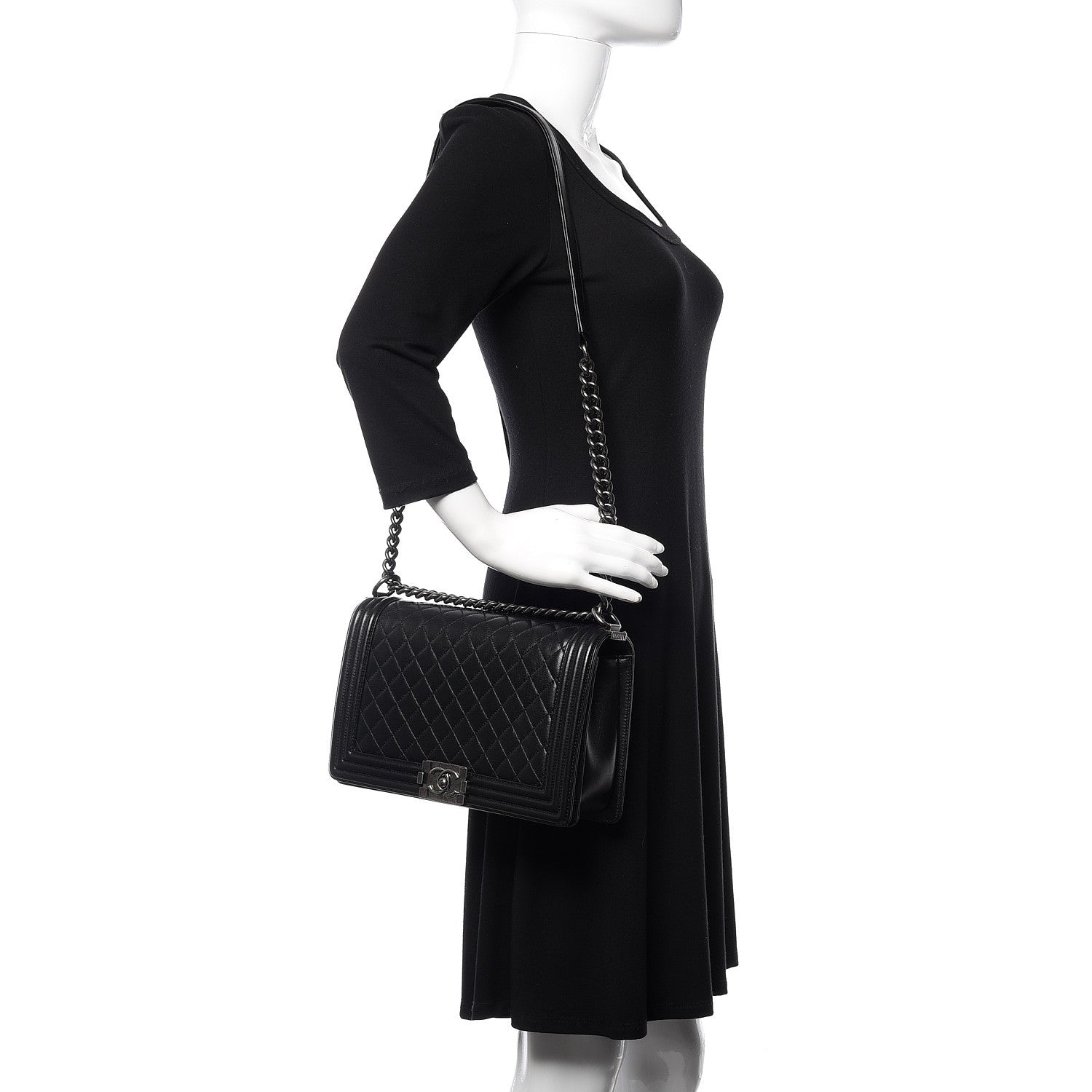 Chanel Lambskin Quilted New Medium Boy Flap Black 2 of 11