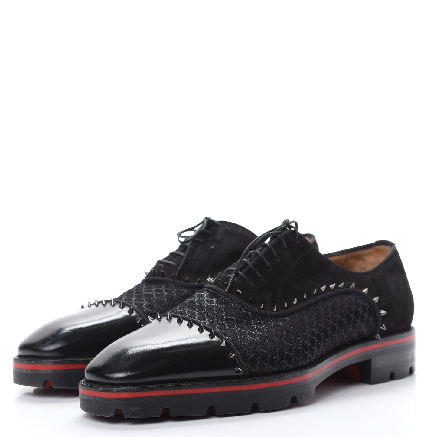 Suede Calfskin Spikes Champignac Mens Flat Oxfords 44 Black