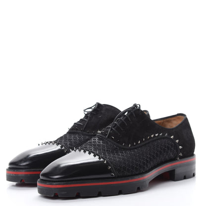 Christian Louboutin Suede Calfskin Spikes Champignac Mens Flat Oxfords 44 Black 3 of 10