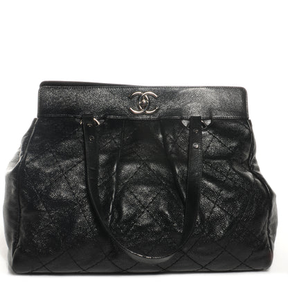 Chanel Glazed Calfskin Large On The Road Large Frame Tote Black 1 of 9