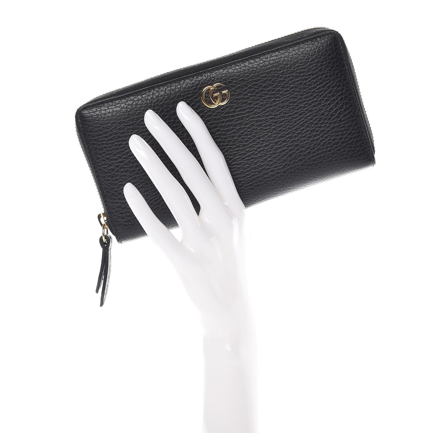 Dollar Calfskin GG Marmont Zip Around Wallet Black