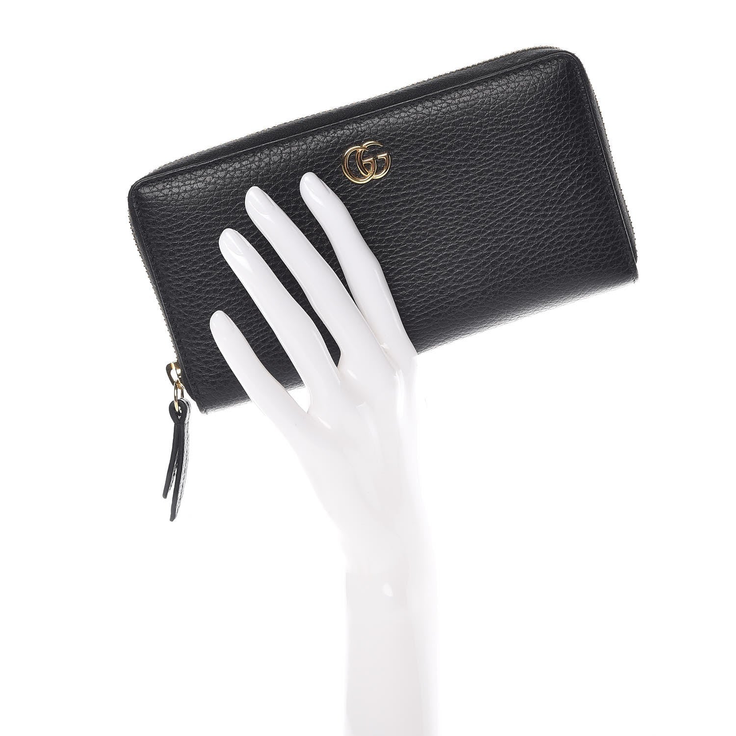 Gucci Dollar Calfskin GG Marmont Zip Around Wallet Black 2 of 8