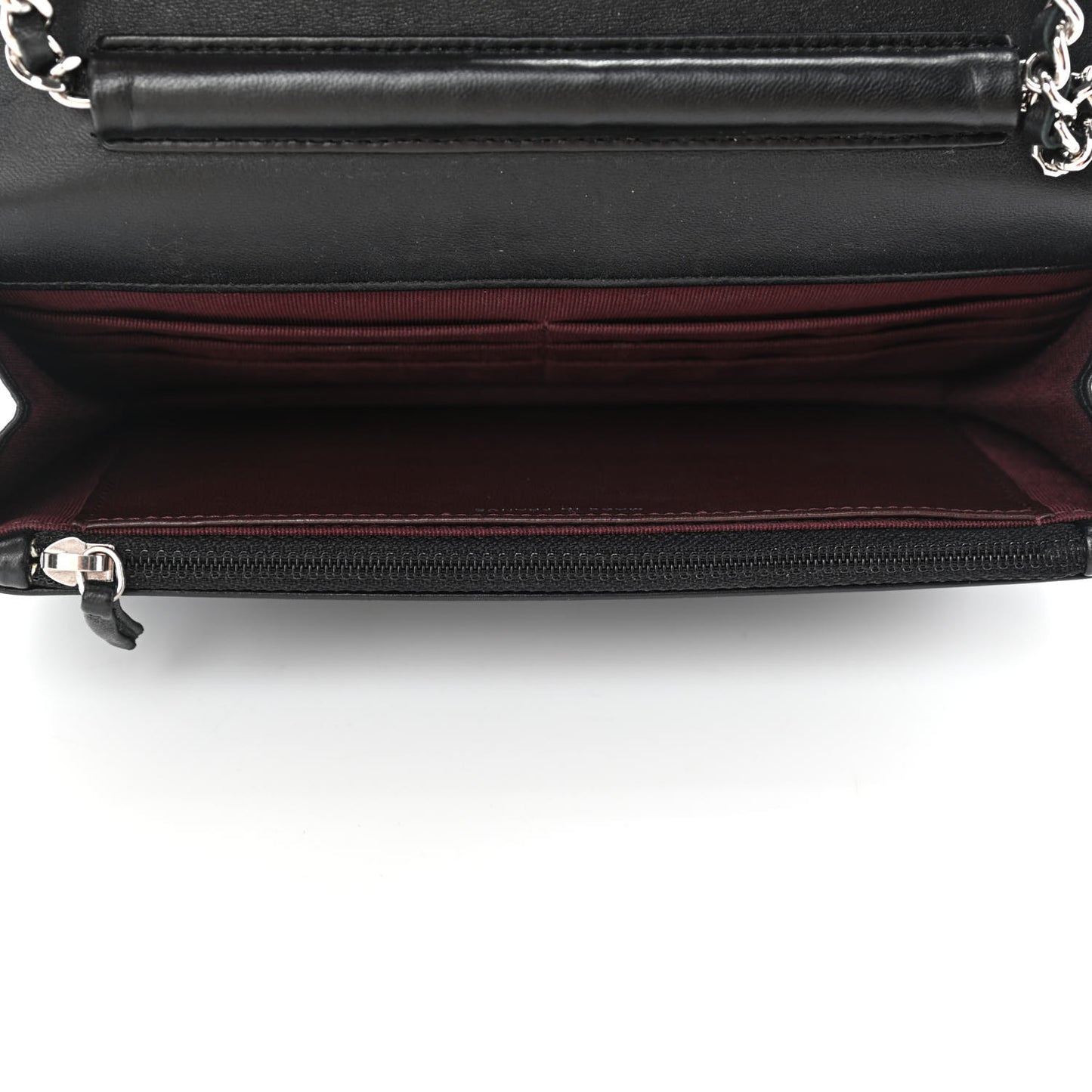 Lambskin Quilted Wallet On Chain WOC Black