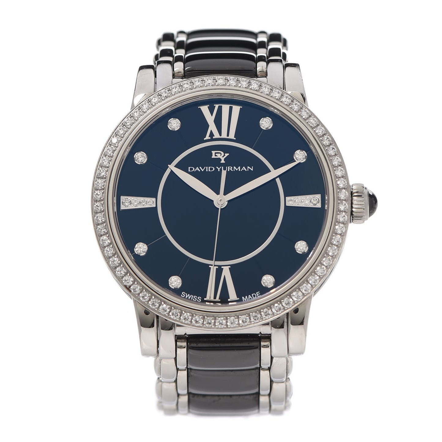 Stainless Steel Ceramic Diamond Bezel 38mm Classic Quartz Watch Black