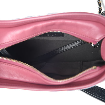 Chanel Aged Calfskin Chevron Quilted Small Gabrielle Hobo Dark Pink Navy 7 of 12