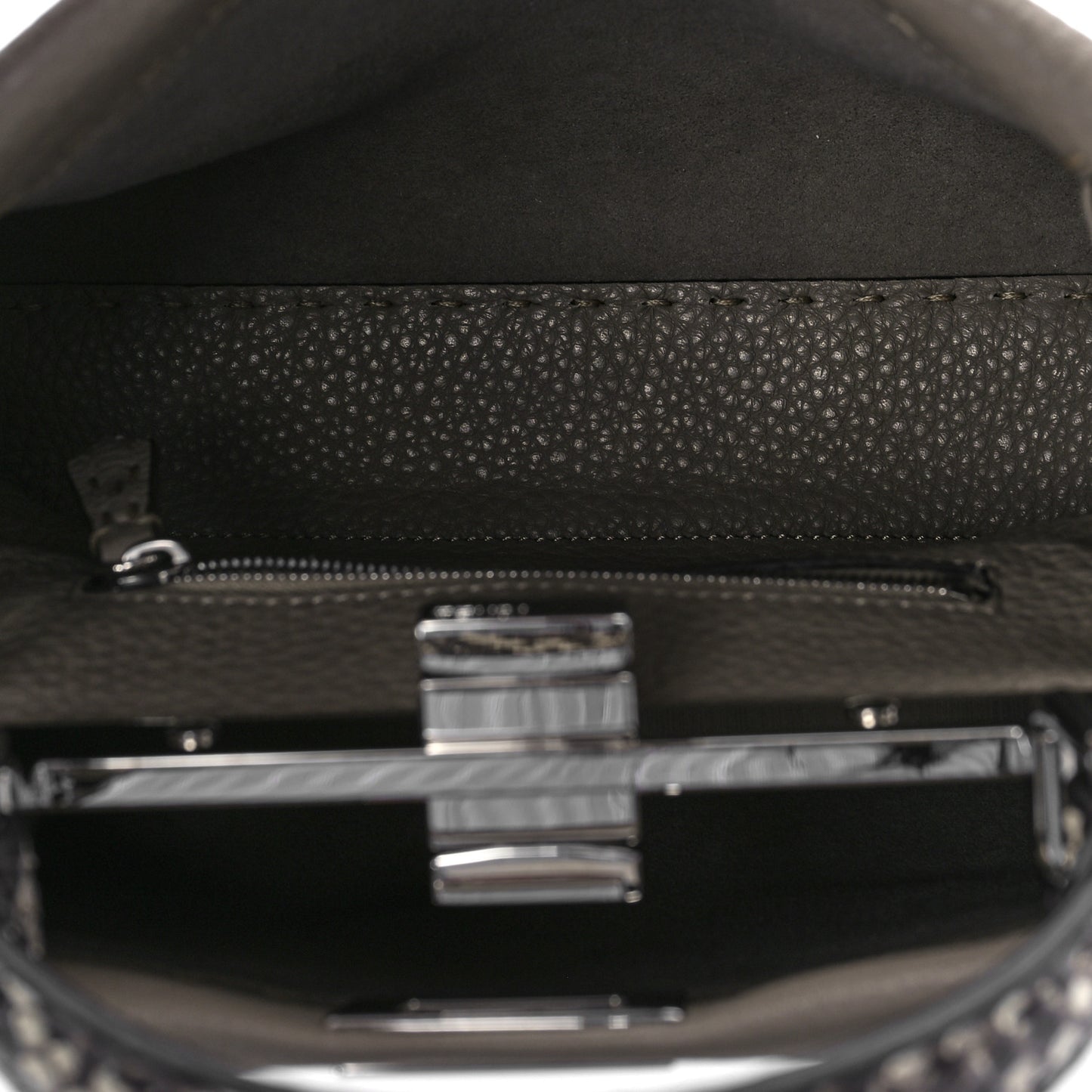 Cuoio Romano Snakeskin Selleria Mini Peekaboo Iconic Satchel Corda White