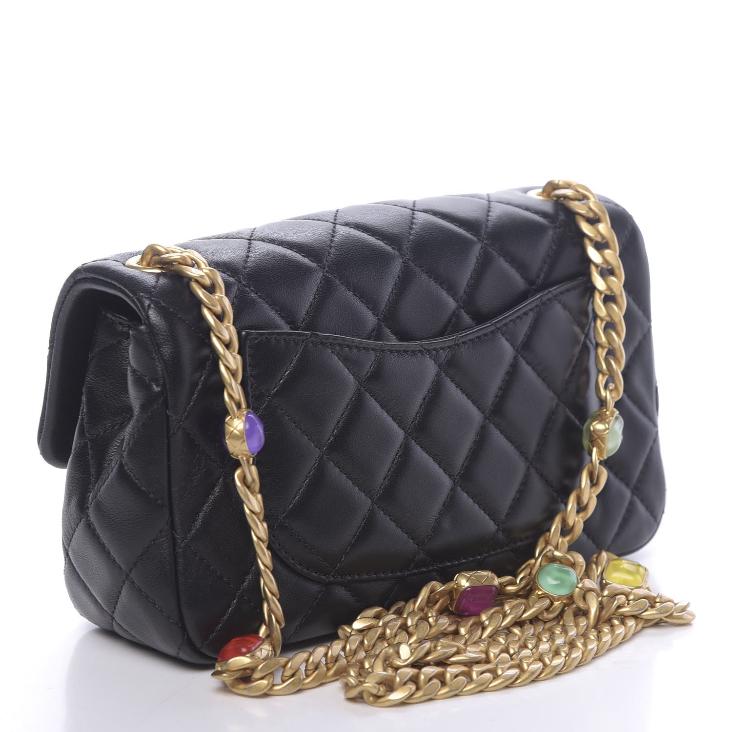 Chanel Lambskin Resin Quilted Mini Rectangular Pearl Samba Flap Black 3 of 10