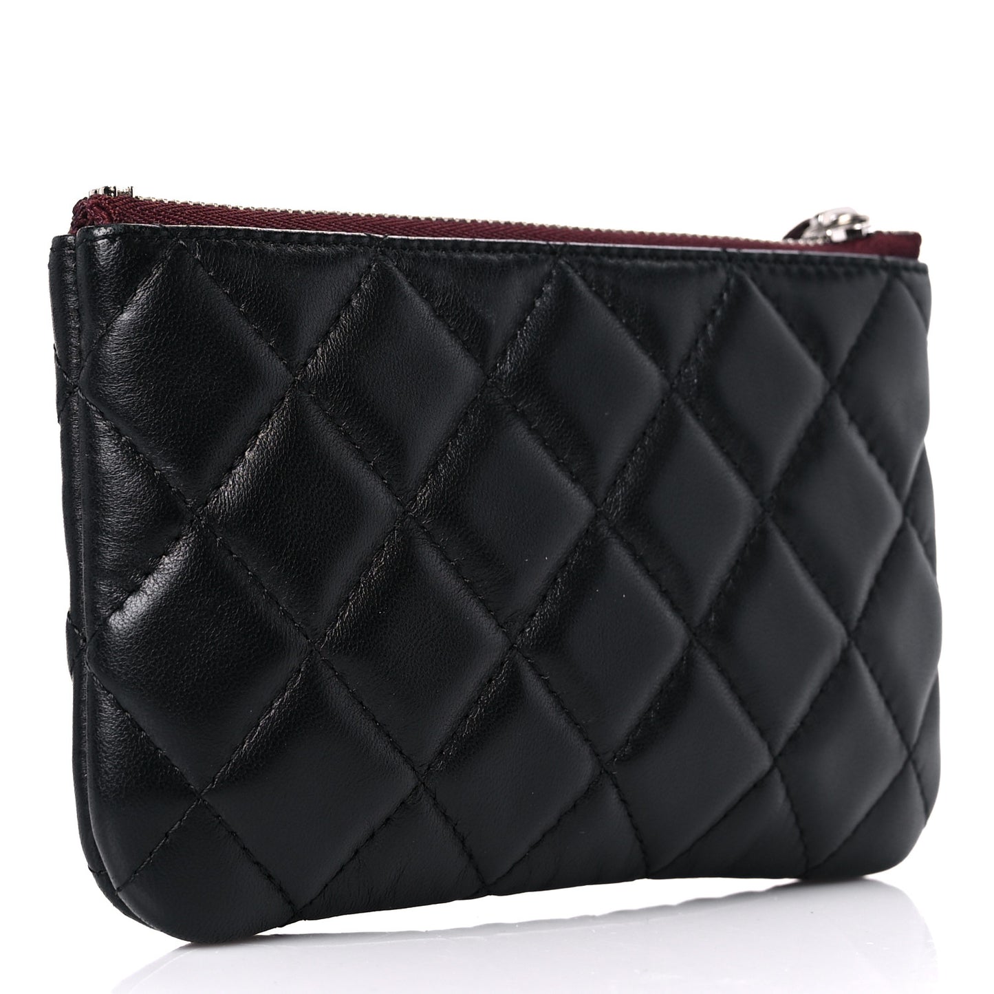Lambskin Quilted Small Cosmetic Case Black