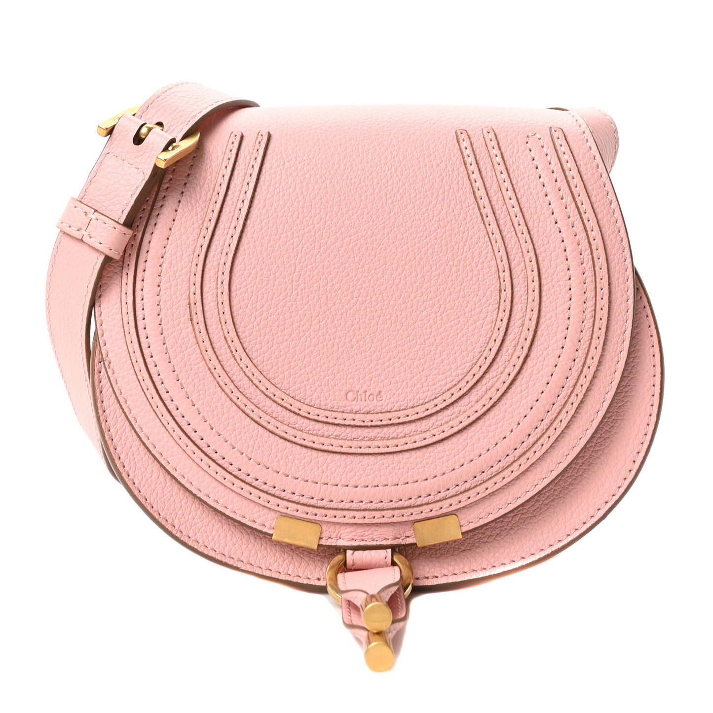 Grained Calfskin Small Marcie Saddle Bag Blossom Pink