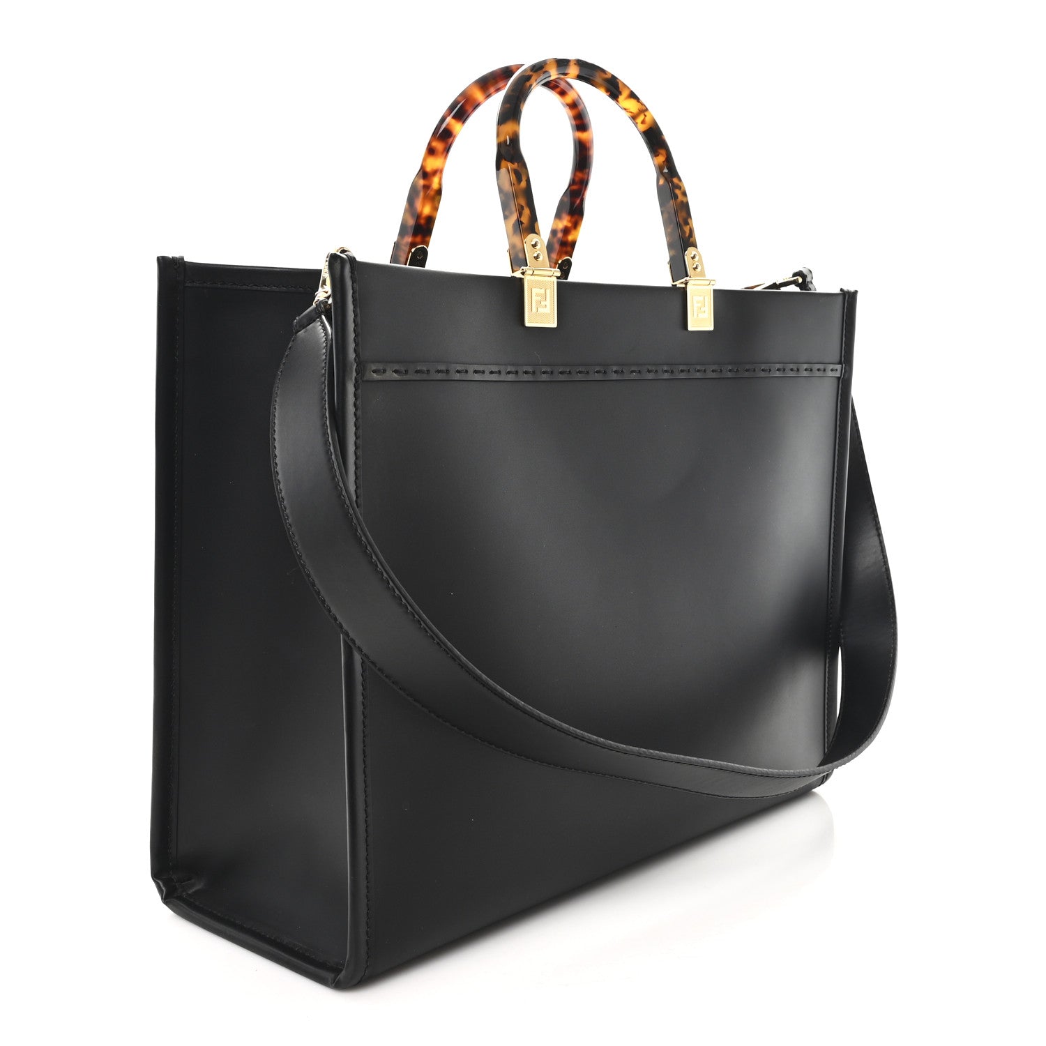 Fendi Vitello King Plexiglass Medium Fendi Sunshine Shopper Tote Black 3 of 10