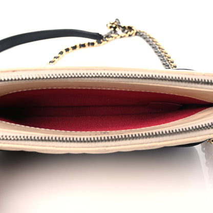 Chanel Aged Calfskin Quilted Small Gabrielle Clutch With Chain Beige Black 5 of 13