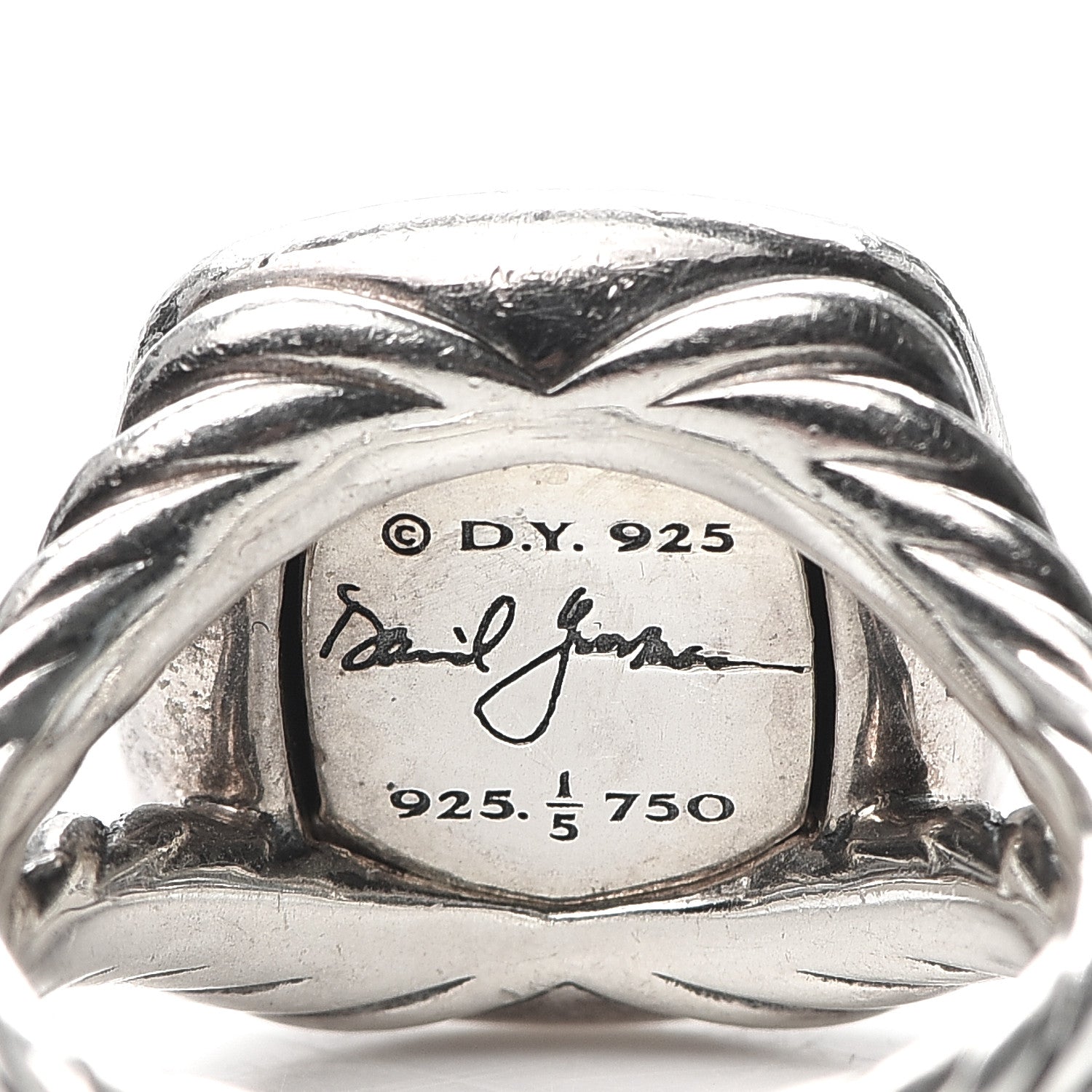 David Yurman Sterling Silver 18K Yellow Gold Diamond 14mm Albion Ring 52 6 4 of 4
