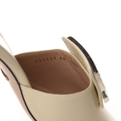 Gucci Malaga Kid Crystal Square G Madelyn Mules 40 Vintage White 5 of 10