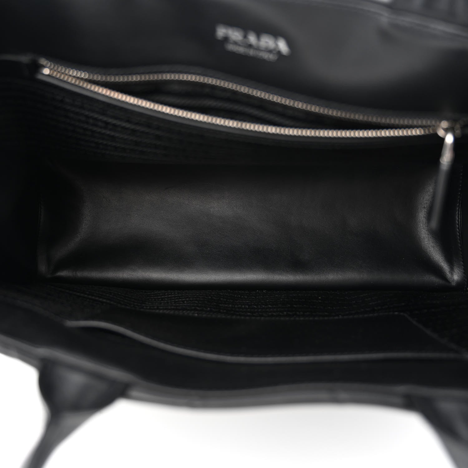 Prada Soft Calfskin Triangle Embossed Large Tote Bag Black 5 of 10
