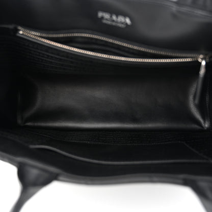 Prada Soft Calfskin Triangle Embossed Large Tote Bag Black 5 of 10