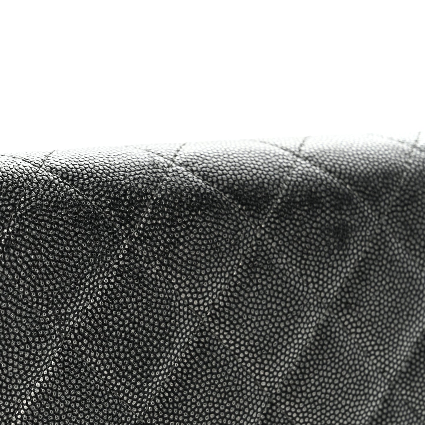 Metallic Caviar Quilted Large Golden Class Gusset Flap Wallet Dark Grey