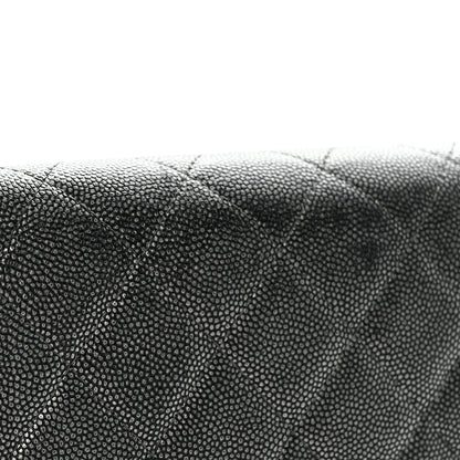 Chanel Metallic Caviar Quilted Large Golden Class Gusset Flap Wallet Dark Grey 12 of 16