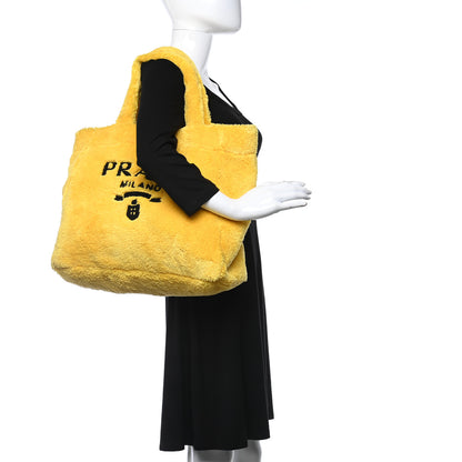 Prada Terry Cloth Tote Bag Giallo Black 2 of 10