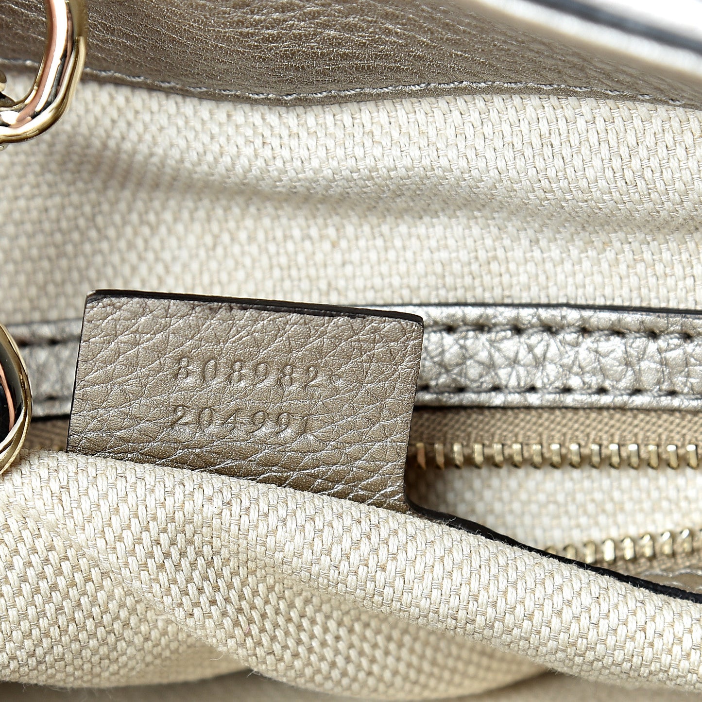 Metallic Pebbled Calfskin Medium Soho Chain Shoulder Bag Golden Beige