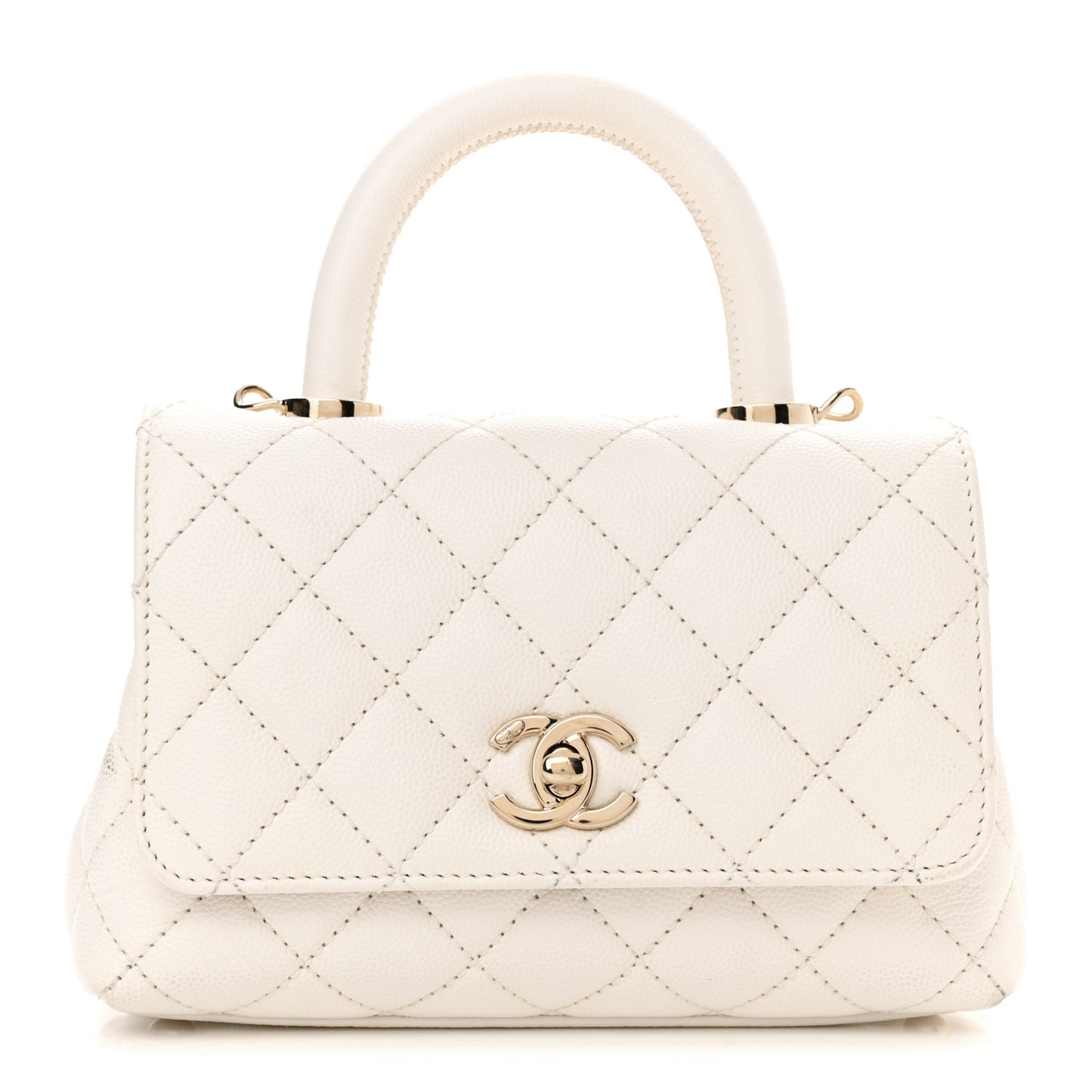 Caviar Quilted Extra Mini Coco Handle Flap White