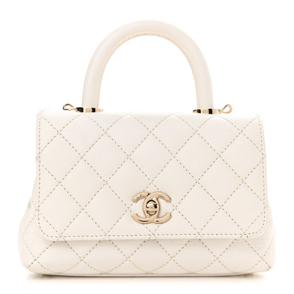 Chanel Caviar Quilted Extra Mini Coco Handle Flap White 1 of 14