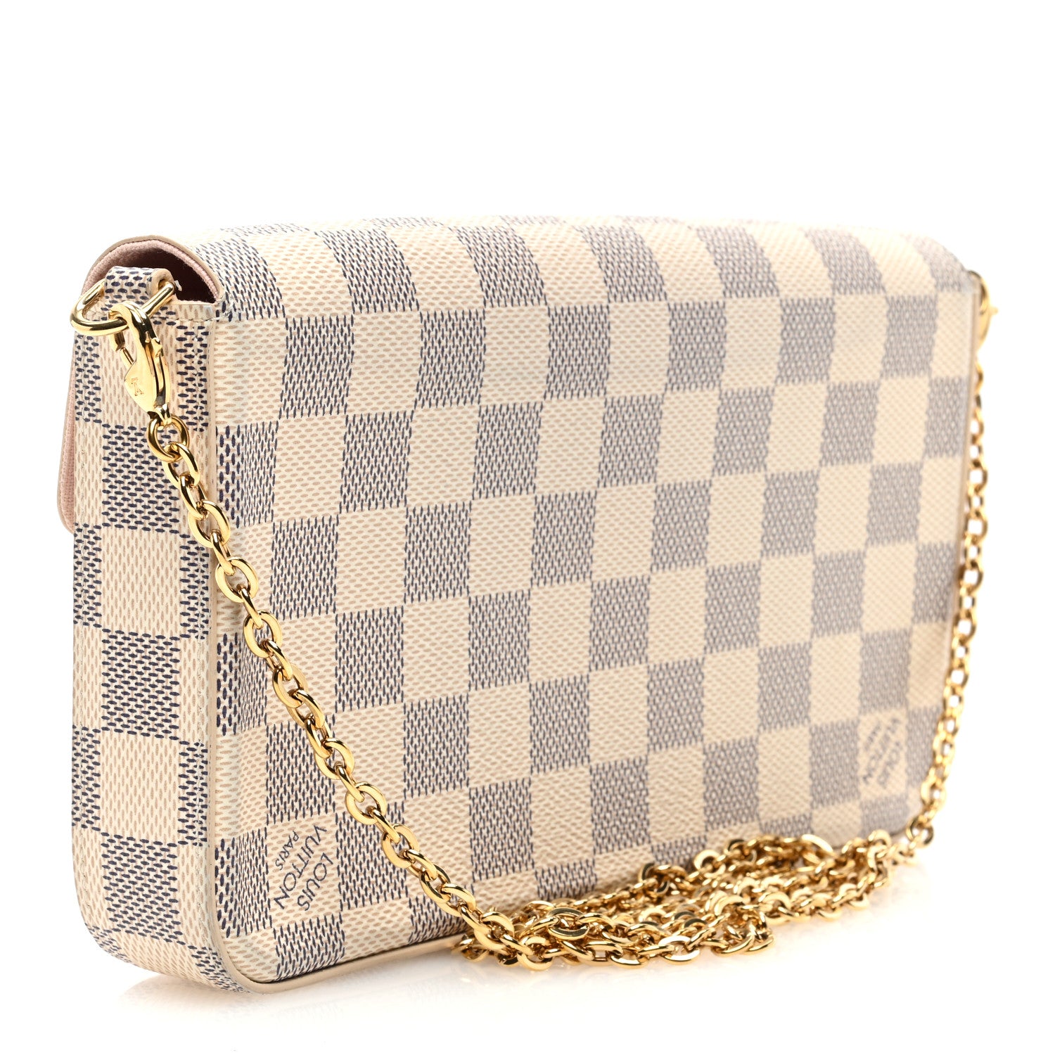 Louis Vuitton Damier Azur Pochette Felicie Chain Wallet Rose Ballerine 3 of 11
