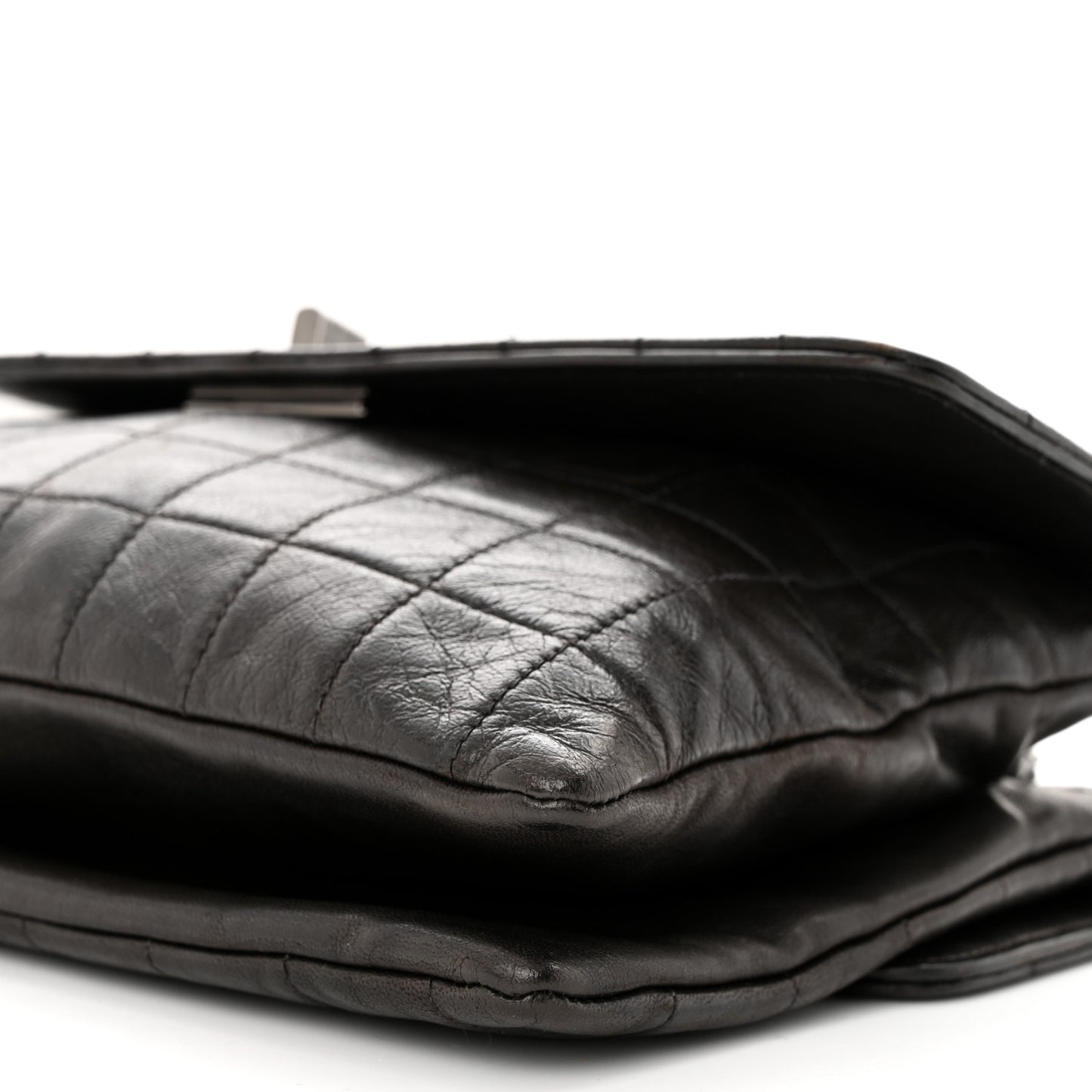 Lambskin Chocolate Bar Mademoiselle Flap Black