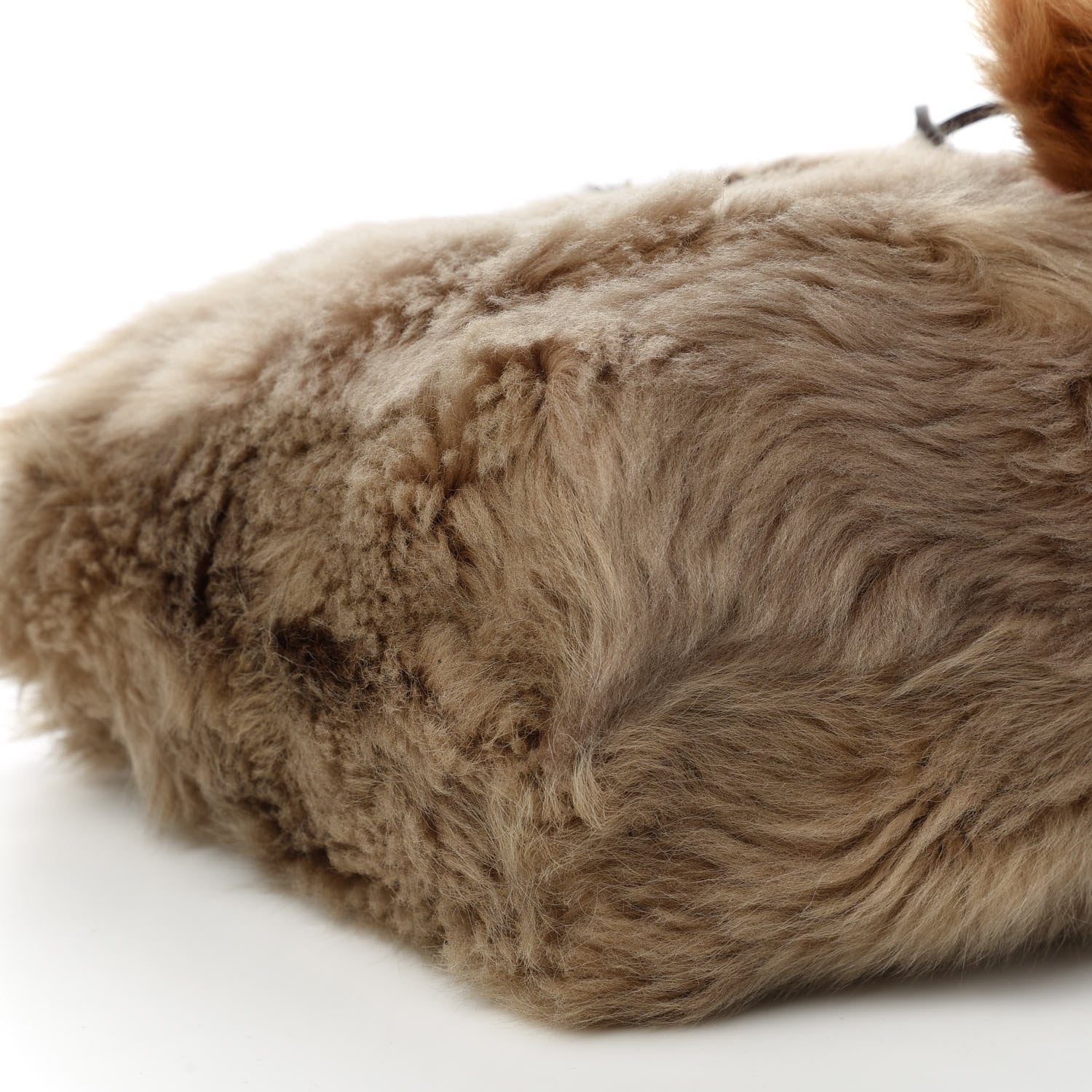 Prada Montone Shearling Fox Fur Saffiano Shoulder Bag Brown 6 of 10