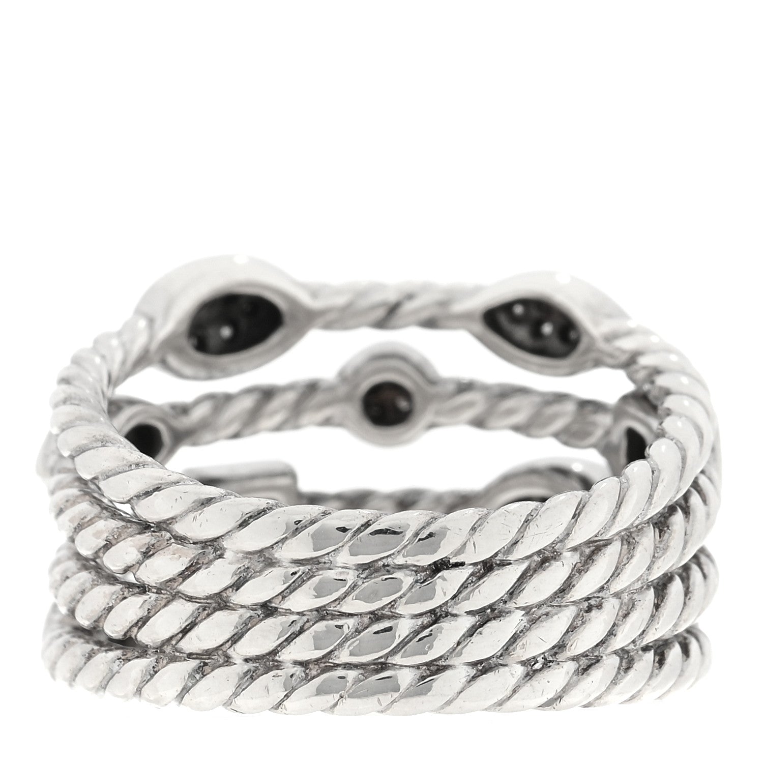 David Yurman Sterling Silver Diamond Confetti 4 Row Ring 54 7 3 of 4