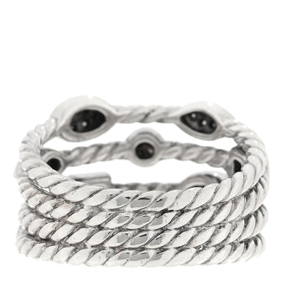 David Yurman Sterling Silver Diamond Confetti 4 Row Ring 54 7 3 of 4