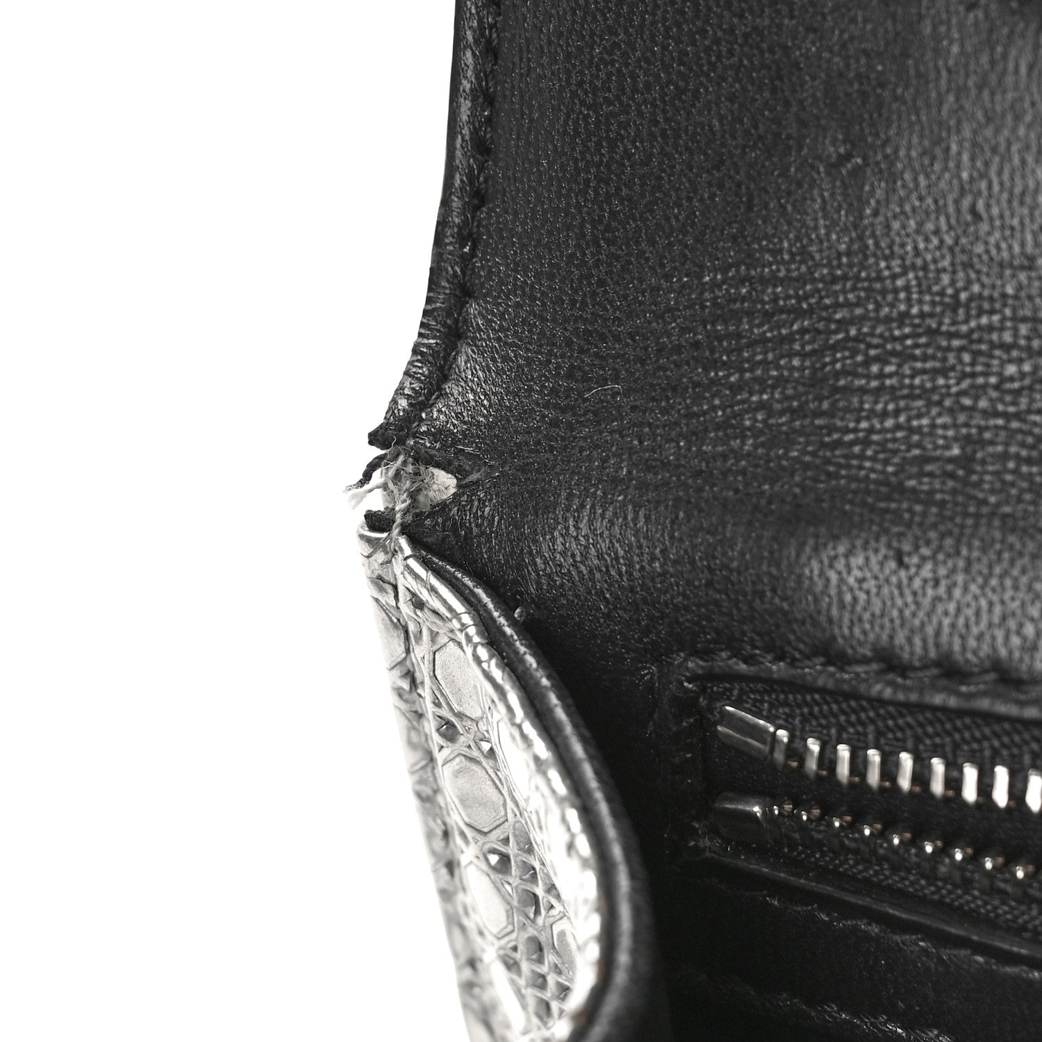 Christian Dior Metallic Patent Micro-Cannage Small Diorama Flap Bag Silver 12 of 14