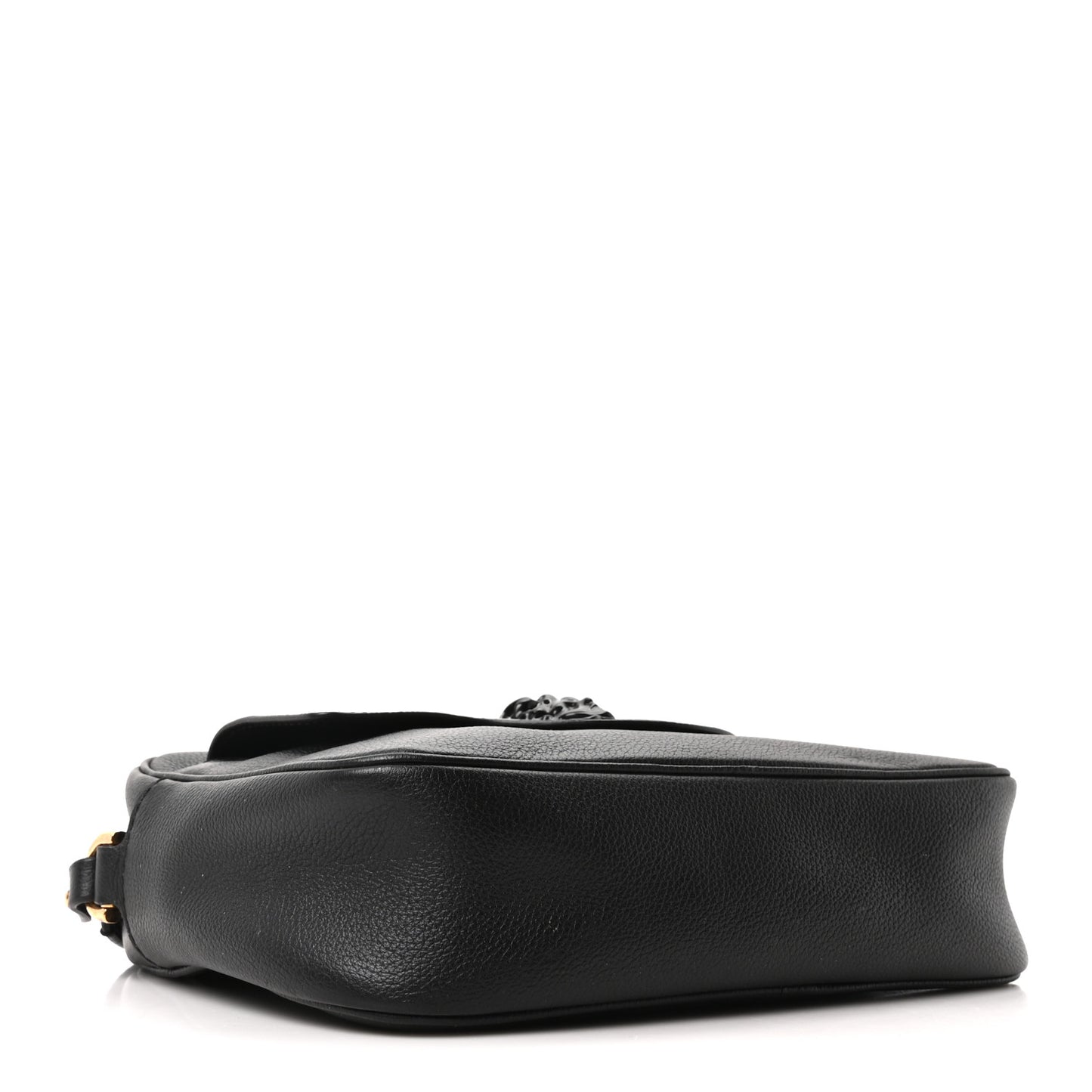 Grained Calfskin Medusa Camera Bag Black