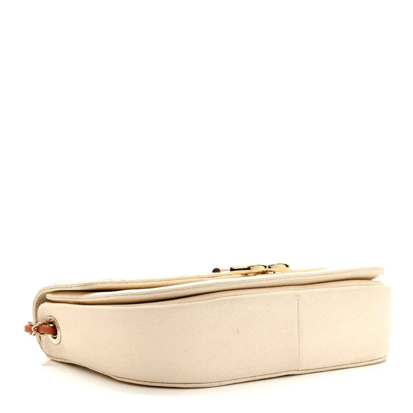 Grained Calfskin Quilted Small Cuba Top Handle Flap White