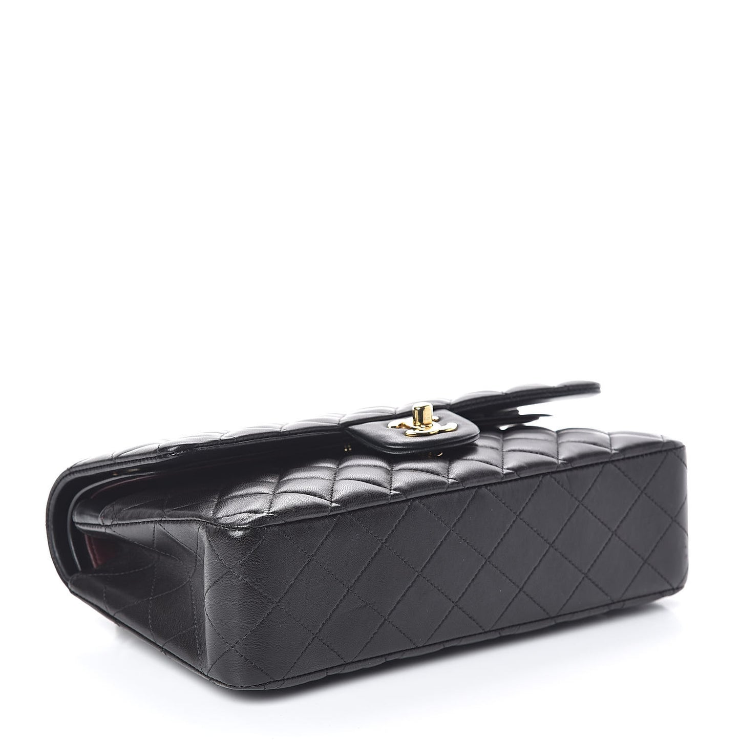 Lambskin Quilted Medium Double Flap Black