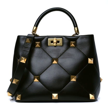 Valentino Garavani Nappa Roman Stud The Handle Bag Black 1 of 5