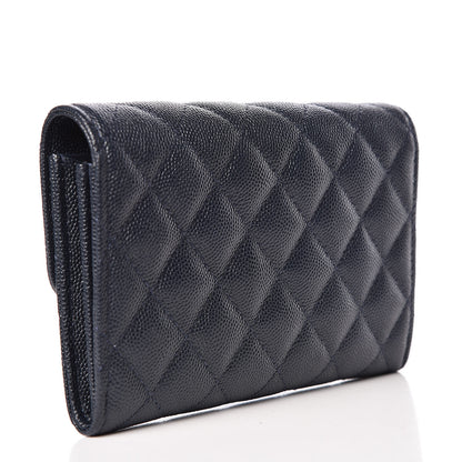 Chanel Caviar Quilted Medium Flap Wallet Navy 3 of 9