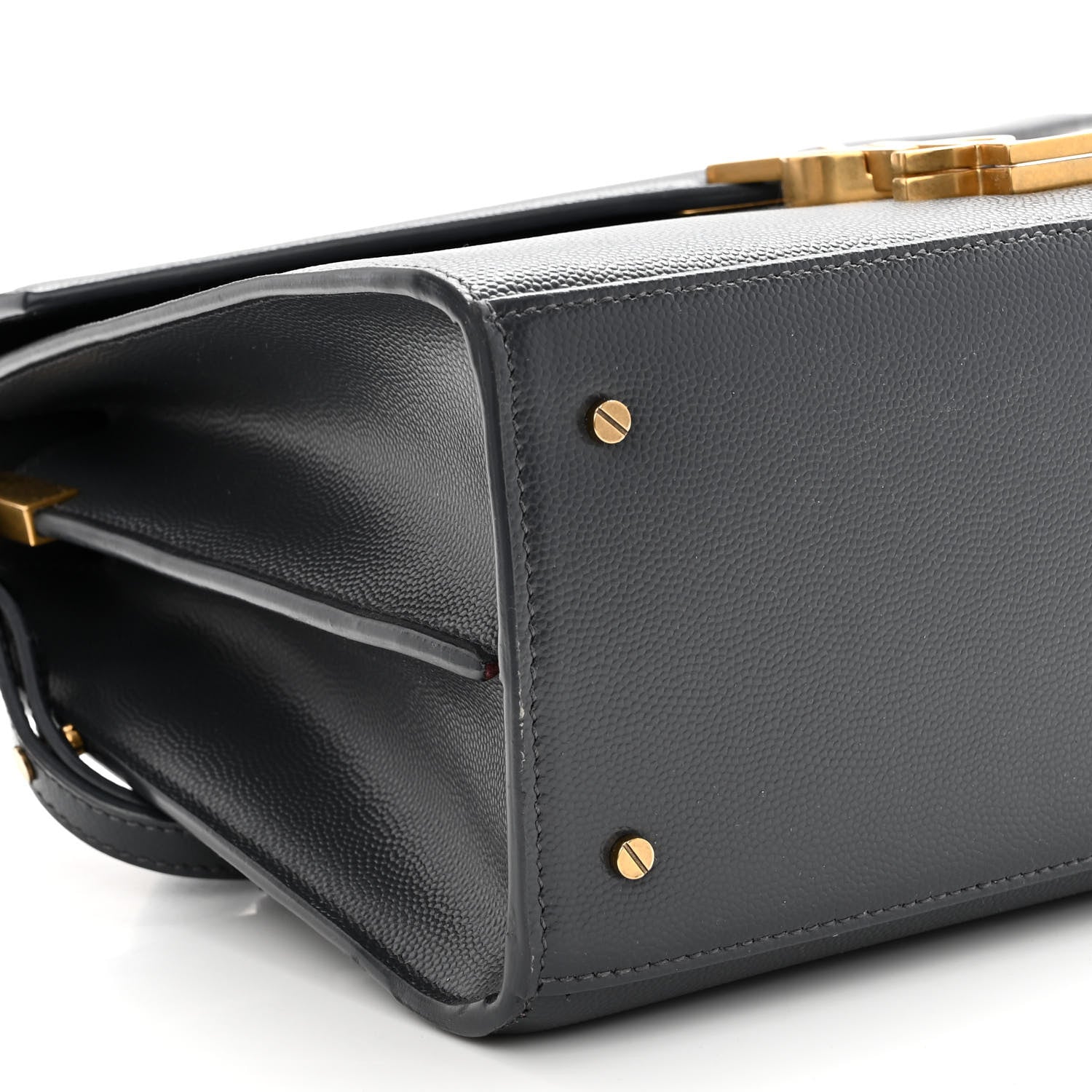 Saint Laurent Grain de Poudre Medium Classic Monogram Cassandra Top Handle Dark Smog 7 of 8
