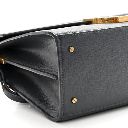 Saint Laurent Grain de Poudre Medium Classic Monogram Cassandra Top Handle Dark Smog 7 of 8