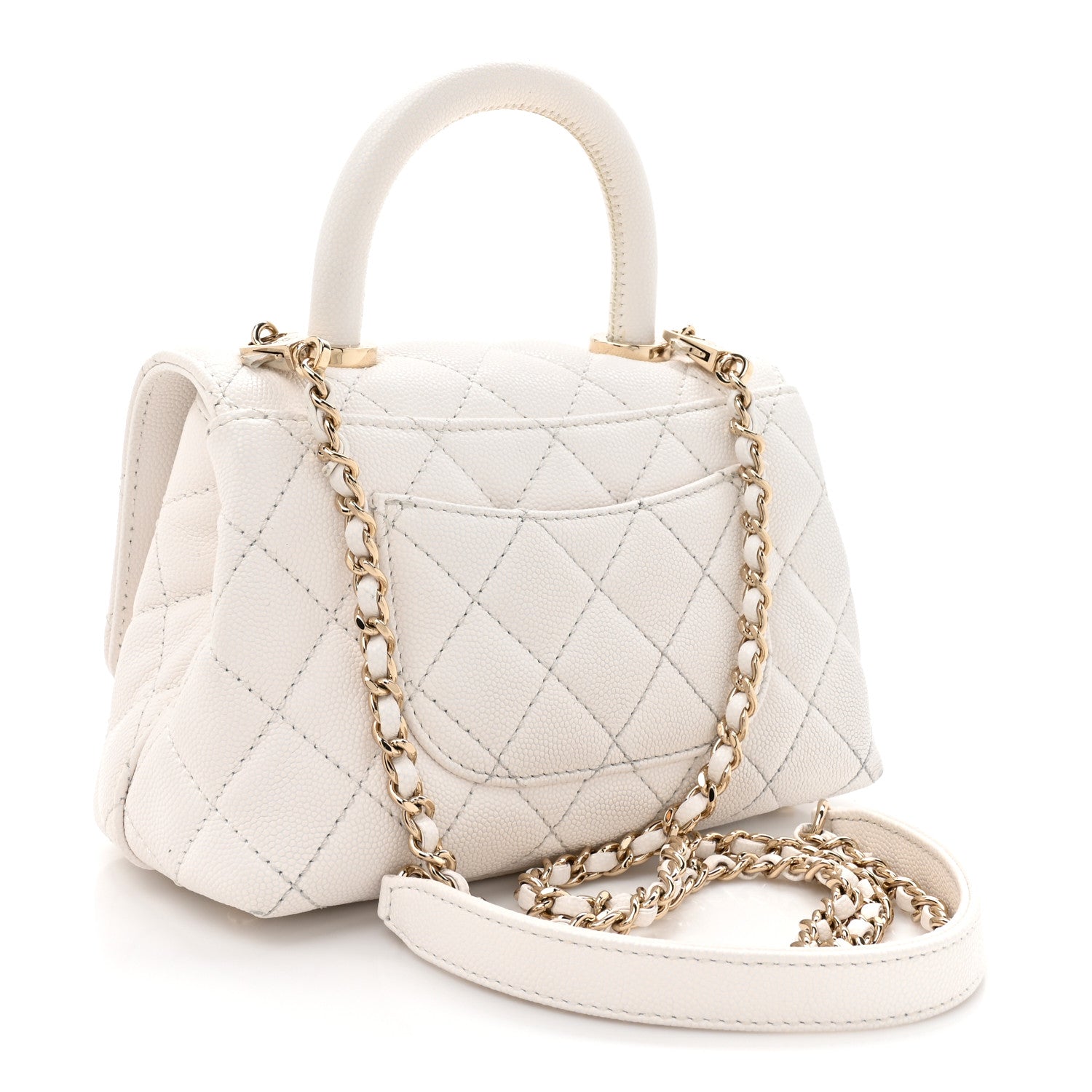 Chanel Caviar Quilted Extra Mini Coco Handle Flap White 3 of 14