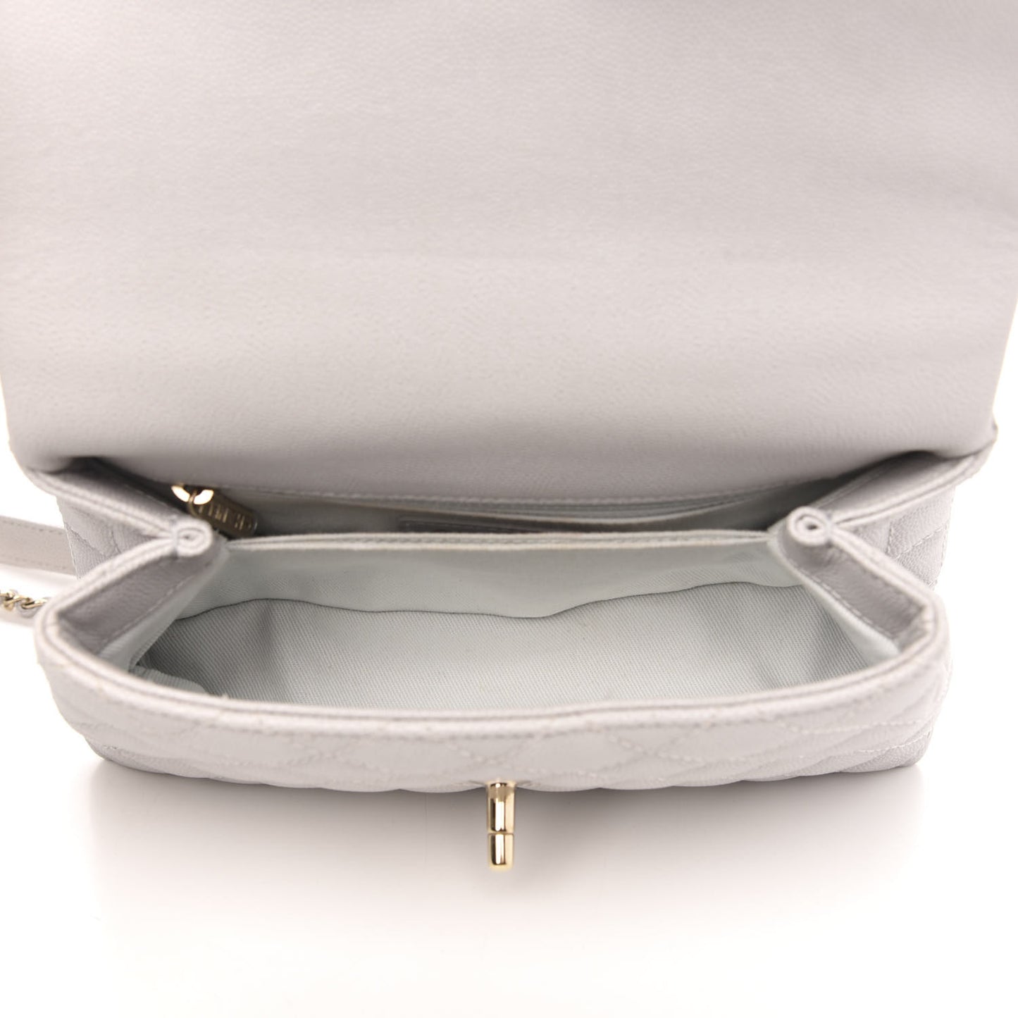 Caviar Quilted Mini Coco Handle Flap Light Grey