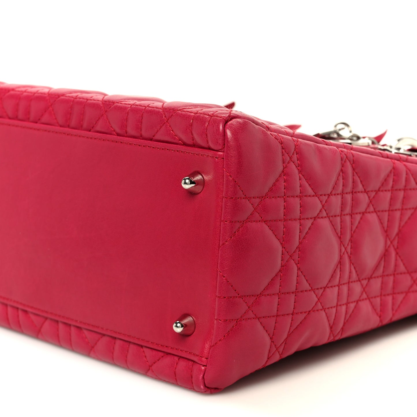 Lambskin Cannage Bow Medium Lady Dior Fuchsia