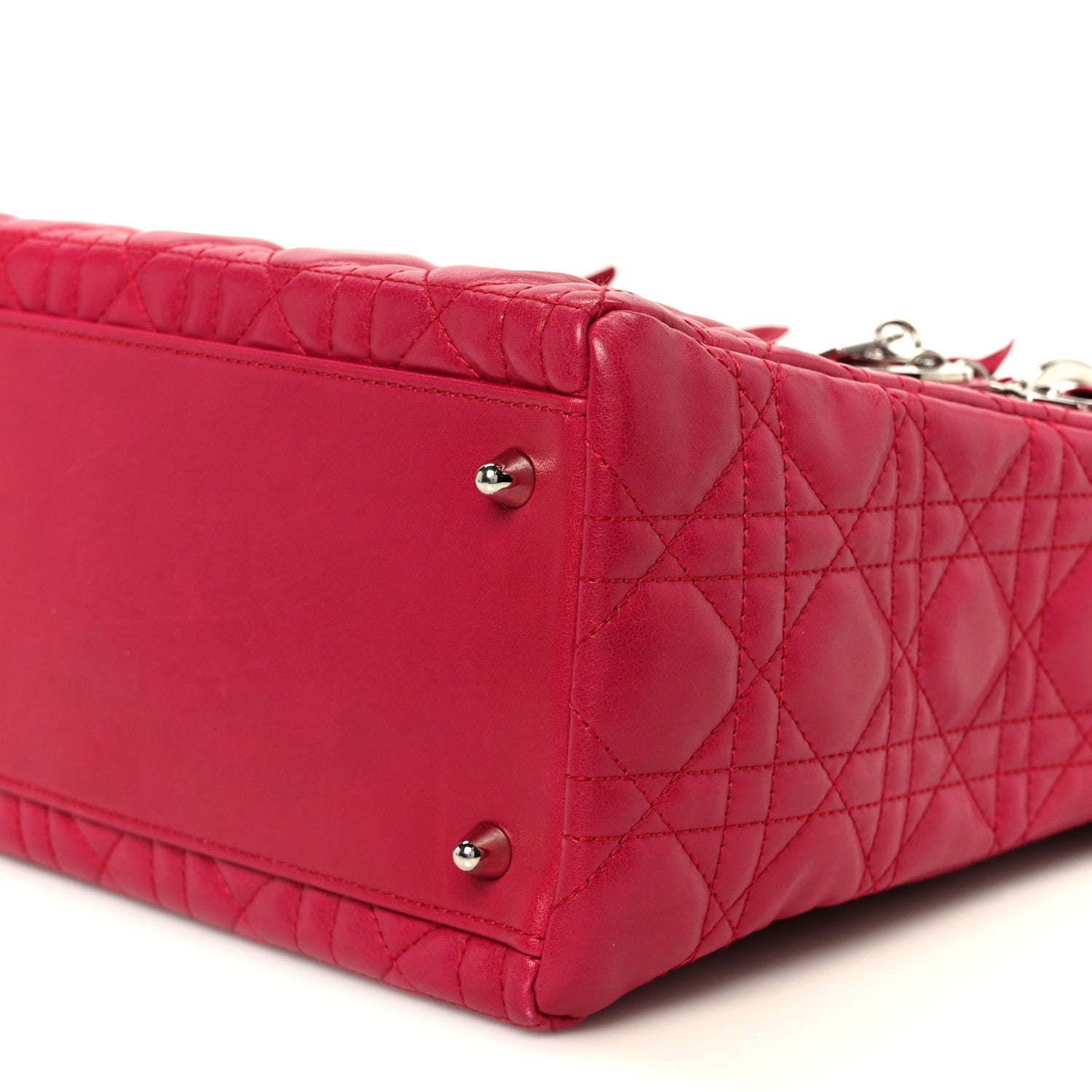 Christian Dior Lambskin Cannage Bow Medium Lady Dior Fuchsia 10 of 10