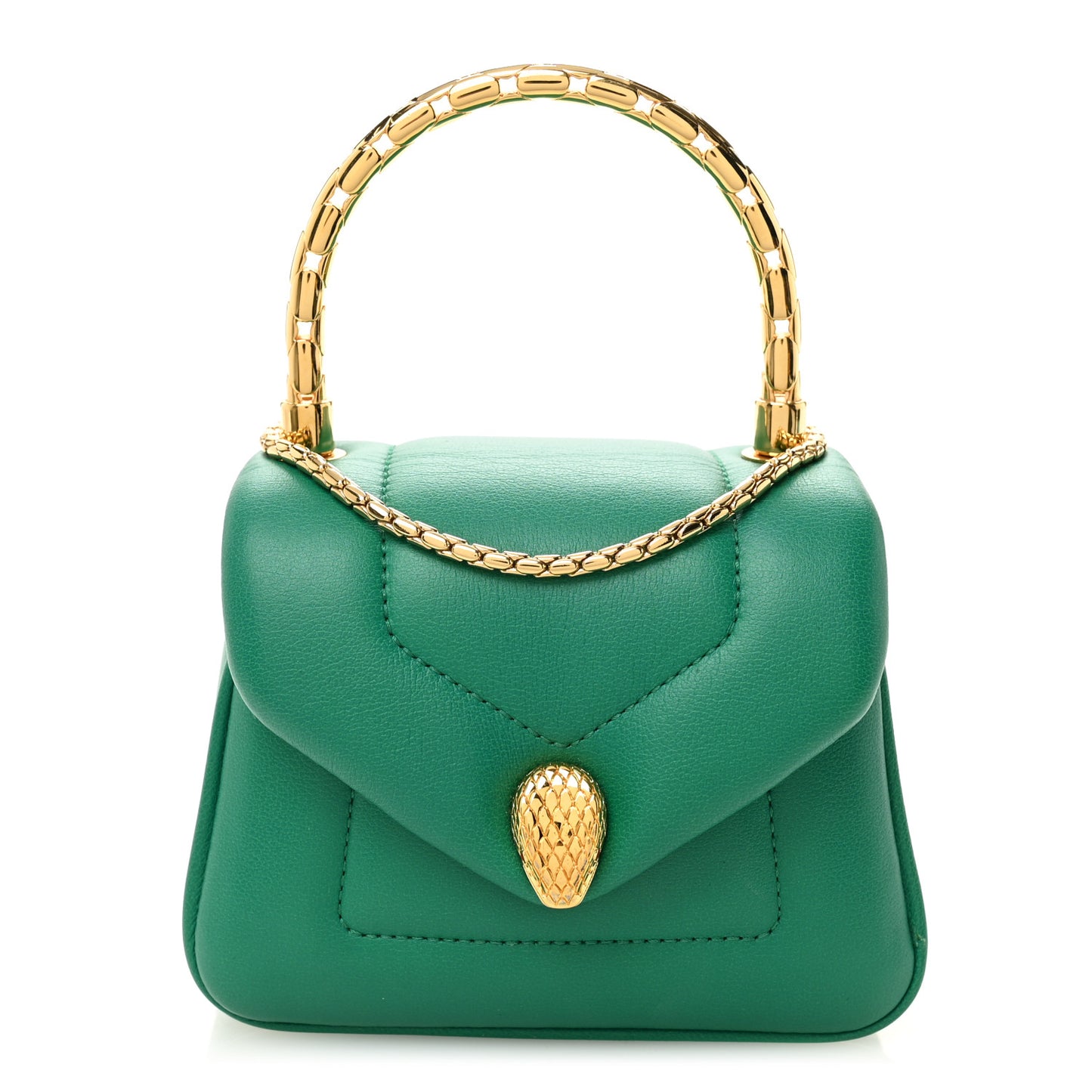 Calfskin Serpenti Reverse Micro Top Handle Emerald Green