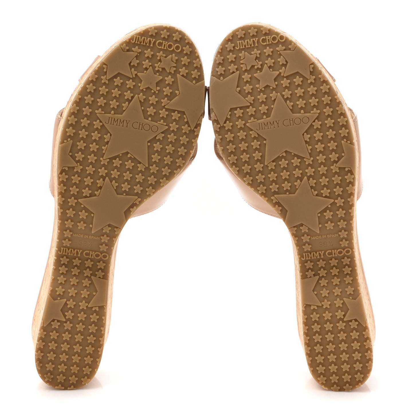 Patent Prima Cork Wedge Sandals 38.5 Nude