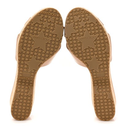 Jimmy Choo Patent Prima Cork Wedge Sandals 38.5 Nude 5 of 7