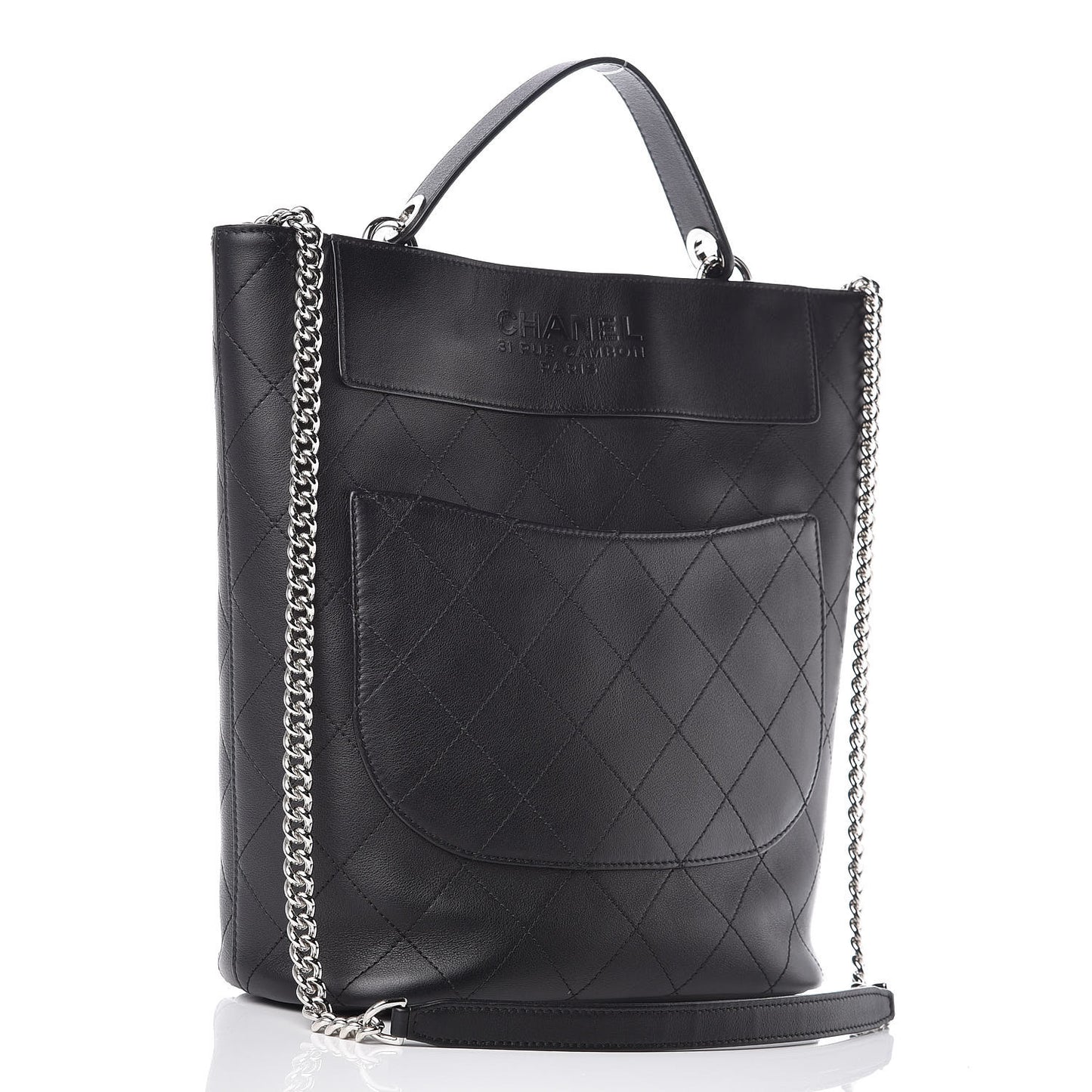 Calfskin Stitched Bucket Bag Black