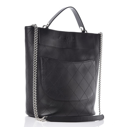 Chanel Calfskin Stitched Bucket Bag Black 3 of 12